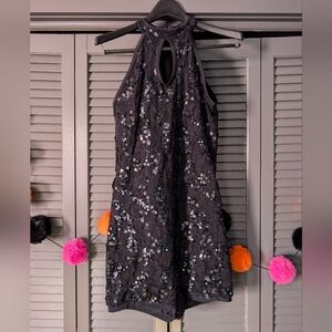 WEISSMAN Black Sequin & Lace Dance Costume Women Large Biketard